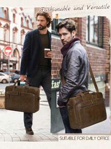 NEWHEY 16英寸男士真皮笔记本电脑包,复古斜挎包,大号单肩办公笔记本电脑包,复古学院风双肩包,适合工作、商务、旅行、夏季、春假、送礼、复古风、笔记本电脑包、钱包收纳包、圣经包 - 彩色 - 查看 7