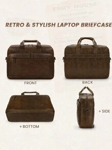 NEWHEY 16英寸男士真皮笔记本电脑包,复古斜挎包,大号单肩办公笔记本电脑包,复古学院风双肩包,适合工作、商务、旅行、夏季、春假、送礼、复古风、笔记本电脑包、钱包收纳包、圣经包 - 彩色 - 查看 8