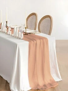 1pc 72*180cm Brown Gauze Table Runner Tablecloth, Wedding Party Supplies Boho Rustic Room Table Decoration Pale Brown Color Table Cover, Birthday Decor, Wedding Bridal Shower Anniversary Babe Shower Party Table DIY Decor, Wedding Gauze,Home Decor, Chair Back Decorative Yarn, Party Favor Birthday Gift Wedding Background Decor