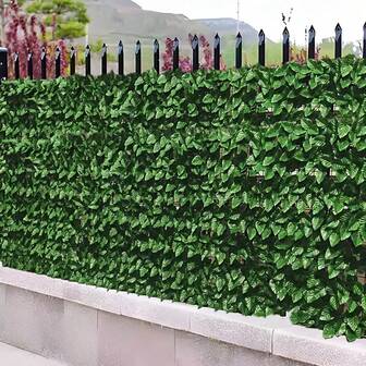 1 件逼真的栅栏遮阳装饰，假草坪卷起栅栏屏幕，藤叶栅栏屏幕，适用于家庭花园阳台墙壁露台庭院婚礼后院丛林派对生日门廊圣诞礼物室内室外装饰，假植物