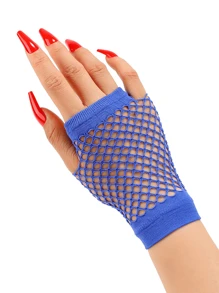 Women's Short Fingerless Fishnet Gloves, Gothic 80s Aesthetic Accessory Halloween