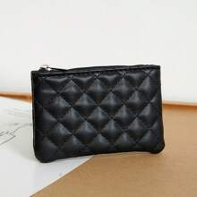 Rhombus Pattern Girl's Coin Purse, PU Leather Short Wallet Large Capacity Card Case, Cute Fresh Coin Pouch, Clutch Organizer - Multicolor - View 7