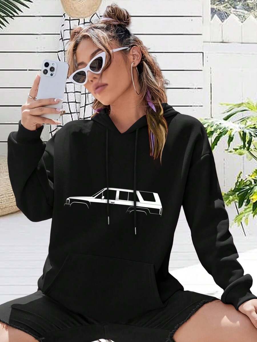 Women's Toyota 4Runner Silhouette Jacket T-Shirt  Casual Off-Road Style - Black - View 1