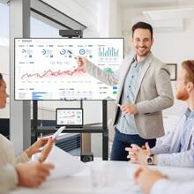 Mobile TV Stand Rolling TV Cart Adjustable Media Console Cart - Black - View 8