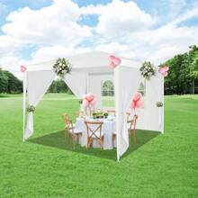 10x10 Party Canopy Tents With 4 Detachable Sidewalls, Waterproof Outdoor Event Tent For Weddings And Gatherings,White - 1 - View 2