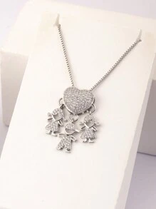 1件18K镀金白锆石3件套儿童吊坠项链，优雅珠宝礼品，简约设计 - 銀色 - 查看 9