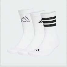 Adidas 3双装徽标中筒袜，男女通用 JI6316 - 白色 - 查看 1