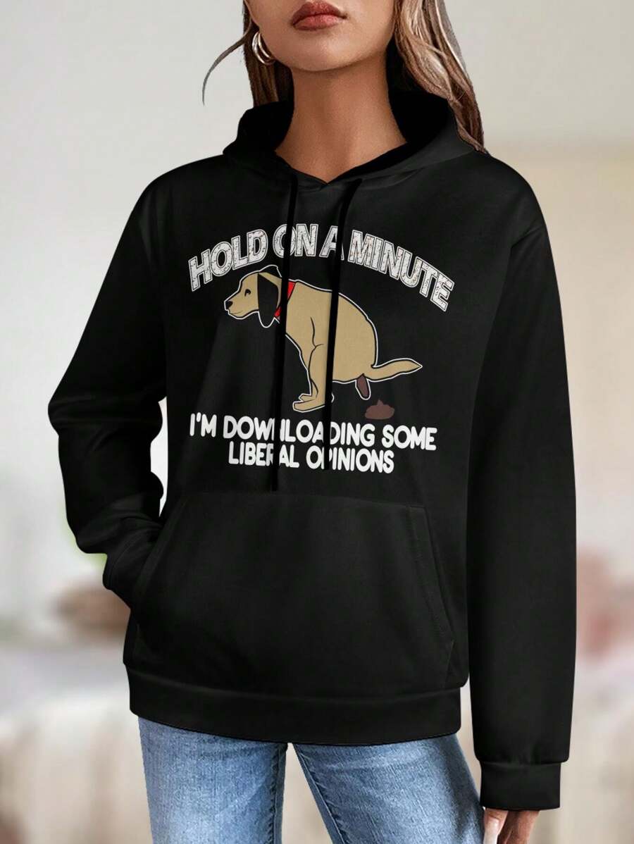 Funny Conservative Liberal Pooping Dog T-Shirts Jackets For Women Political Humor Apparel - Black - View 1
