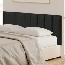 Headboard For Double Bed 60x20 Upholstered Modular Kit 7 Pieces Double-Sided Fixation - Negro - Ver 1
