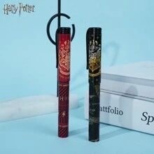 2支哈利波特官方授权霍格沃茨卡通动漫图案办公用品中性笔，绘图笔，中性墨水笔，适用于日记、书写、着色，中号笔尖，黑色笔杆，黑色中性墨水，圣诞礼物、派对小礼品等。 - 風格1 - 查看 4