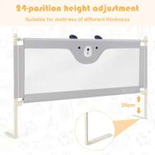175CM Cute Baby Bed Rail Guard Toddler Infant Security Guardrail With Double Lock - Grey - View 5
