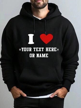 Gepersonaliseerde heren herfst hoodie sweatshirt, op maat gemaakt voor Valentijnsdag, echtgenoot, echtgenote, vriendin, huisdieren, kinderen, logo, tekst, elk aangepast ontwerp
