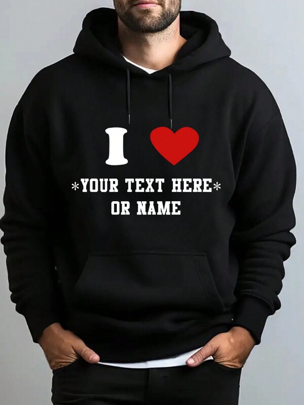 Sudadera con capucha de otoño personalizada para hombre, hecha a medida para el Día de San Valentín, para esposo, esposa, novia, mascotas, niños, logotipo, texto, cualquier diseño personalizado