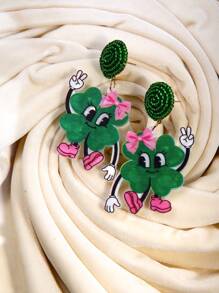 Pink Snail Funny Cute Statement Handmade Seed Bead Stud Earrings, Cartoon Kawaii Earrings, Fashion Jewelry, St. Patrick's Day Clover Bow, Animal Lover Acrylic Resin Drop Dangle Earrings For Women & Girls, Summer, Winter, Holiday, Beach, Party, Gift For Her, Couple Gift, Valentine's Day,Mom,Mother,Mother's Day,Gift