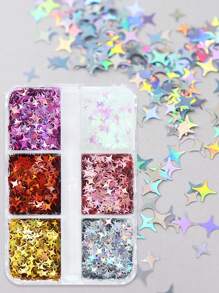 全息星星指甲闪光亮片薄片 3D 美甲 DIY 设计装饰用品 女士美甲沙龙 - 彩色 - 查看 3