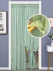 1pc Bohemian Style Double Layer Lace Sheer Curtain, Grommet Top Design For Easy Installation, Soft Polyester Fabric, Multiple Sizes Available To Suit Different Settings, Suitable For Bedroom