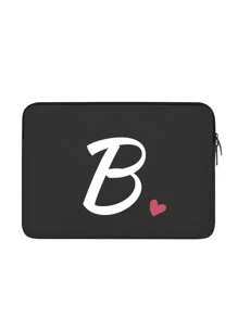 1pc Heart Shaped Pattern And Letter Print Handheld Laptop Bag, Simulated Diving Material Tablet Liner Bag, Apple Ipad Foam Protective Case, Computer Bag - Black - View 15