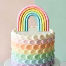 Regenbogenkuchen-Topper, dreidimensionales Wolken-Regenbogen-Design Kuchenstecker für Party, Geburtstag, Hochzeitstorte Dekorationen und Zubehör Regenbogenkuchen-Topper
