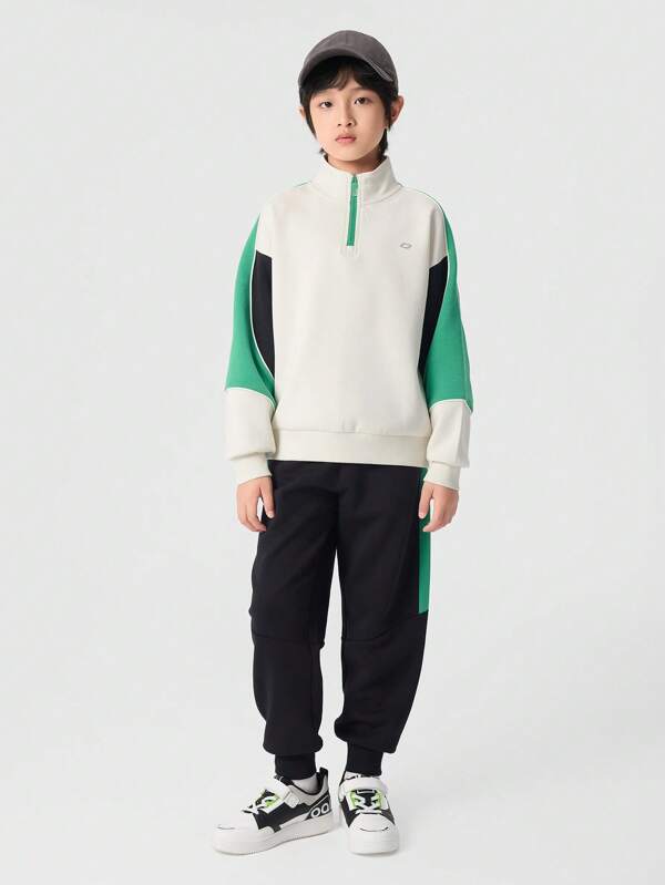 Balabala Sweatshirt-Set im Farbblockdesign für Tween-Jungen, modisches Frühlings-/Herbst-Outfit