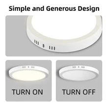 CANMEIJIA 1 件明亮高显示 LED 吸顶灯，现代风格白色吸顶灯，110V 220V LED 房间灯，强电安装，卧室装饰灯，适用于客厅、厨房、餐厅、走廊、商场 - 明裝面板燈 - 查看 7