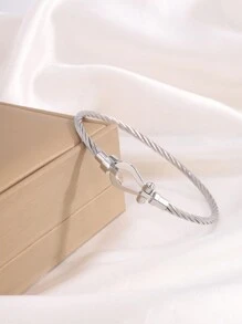 1 pezzo Braccialetto in fili con fibbia a forma di staffa in acciaio inossidabile, accessorio di moda casual, gioiello classico adatto per ogni occasione
