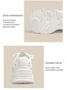 Women's fashion casual trainers, lace up, height increase, thick sole, - Blanco - Ver 10