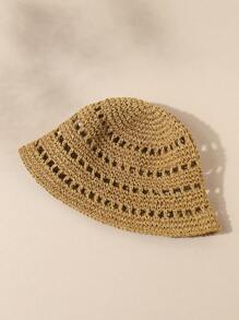 LEAJOURNO. 1 Mũ Rơm Rỗng Thời Trang Cho Nữ, Dùng Trang Trí Hàng Ngày - màu nâu - Xem 5