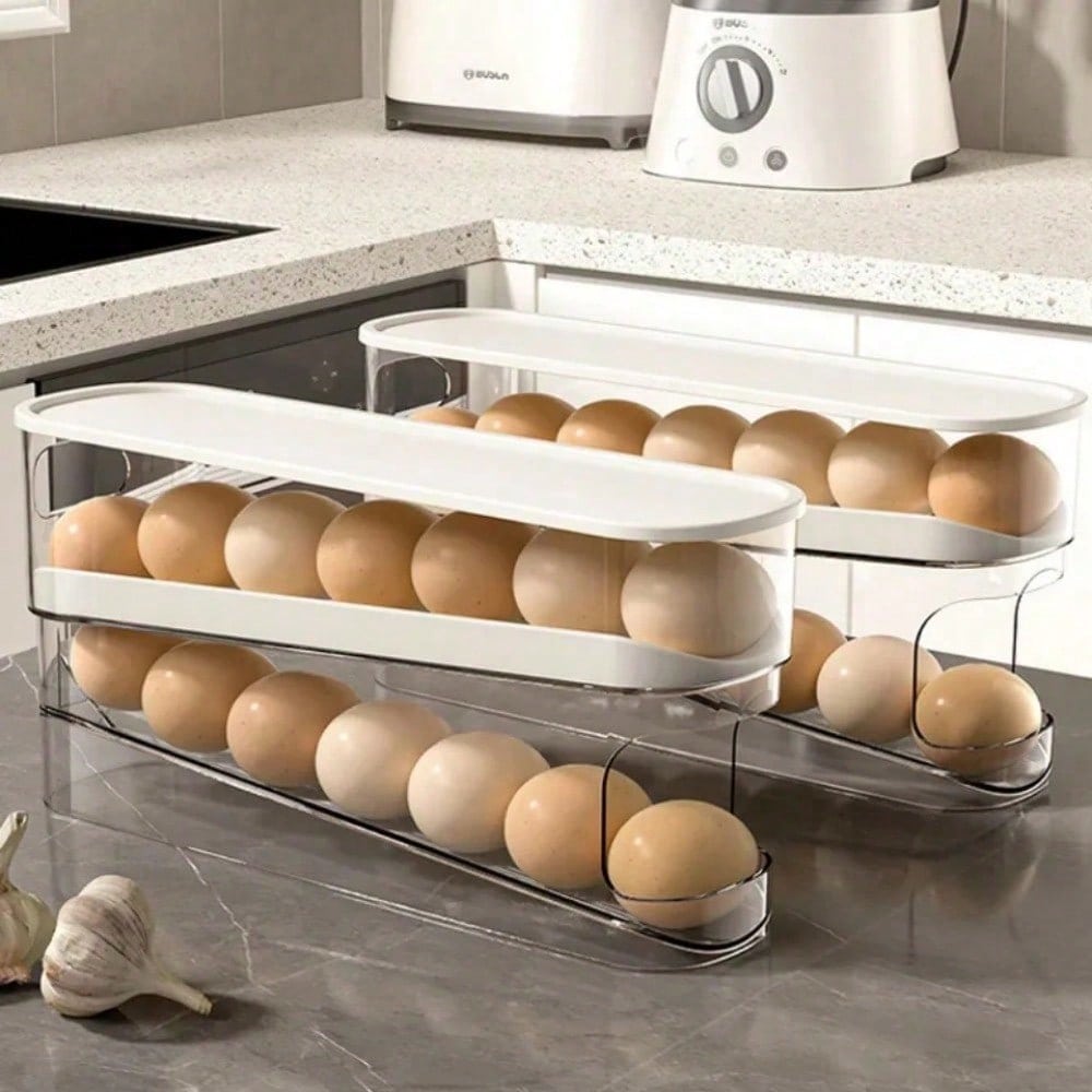 Boîte à œufs Plastique 40 Cases - 2 Couches Tiroir Transparent | Range œufs Frigo | Empilable Pour Cuisine/restaurant