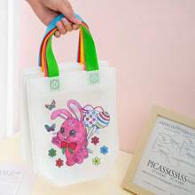 5-10pcs Easter Double Sided Pattern Graffiti Bags Cartoon Egg Rabbit Gift Bag Non-Woven Painting Handbag For Easter Party Gift Home Decor - Multicolor - View 6