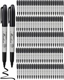 100 Pack Permanent Markers Bulk Black Permanent Marker Set Fine Point Marker Pens Work On Wood, Metal, Stone, Glass - Black - View 1