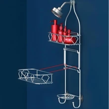 3 Tiers Premium Hanging Shower Caddy Bathroom Shower Organizer Shower Rack With Soap Holder 11.6"X 5"X24.2" Mesh Bathroom Shower Head Organizer Shelf For Shampoo And Soap, Upgraded 2nd Edition Home Bathroom Decor Summer Back To School