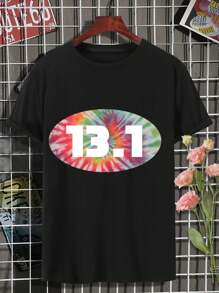 Women's Half Marathon Tie Dye T-Shirt - Running Shirt Race Day Tee Athletic Top - 黑色 - 查看 2