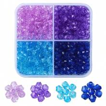 约 1200 件 4 色透明亚克力珠、双锥珠，适用于手链 DIY 珠宝制作