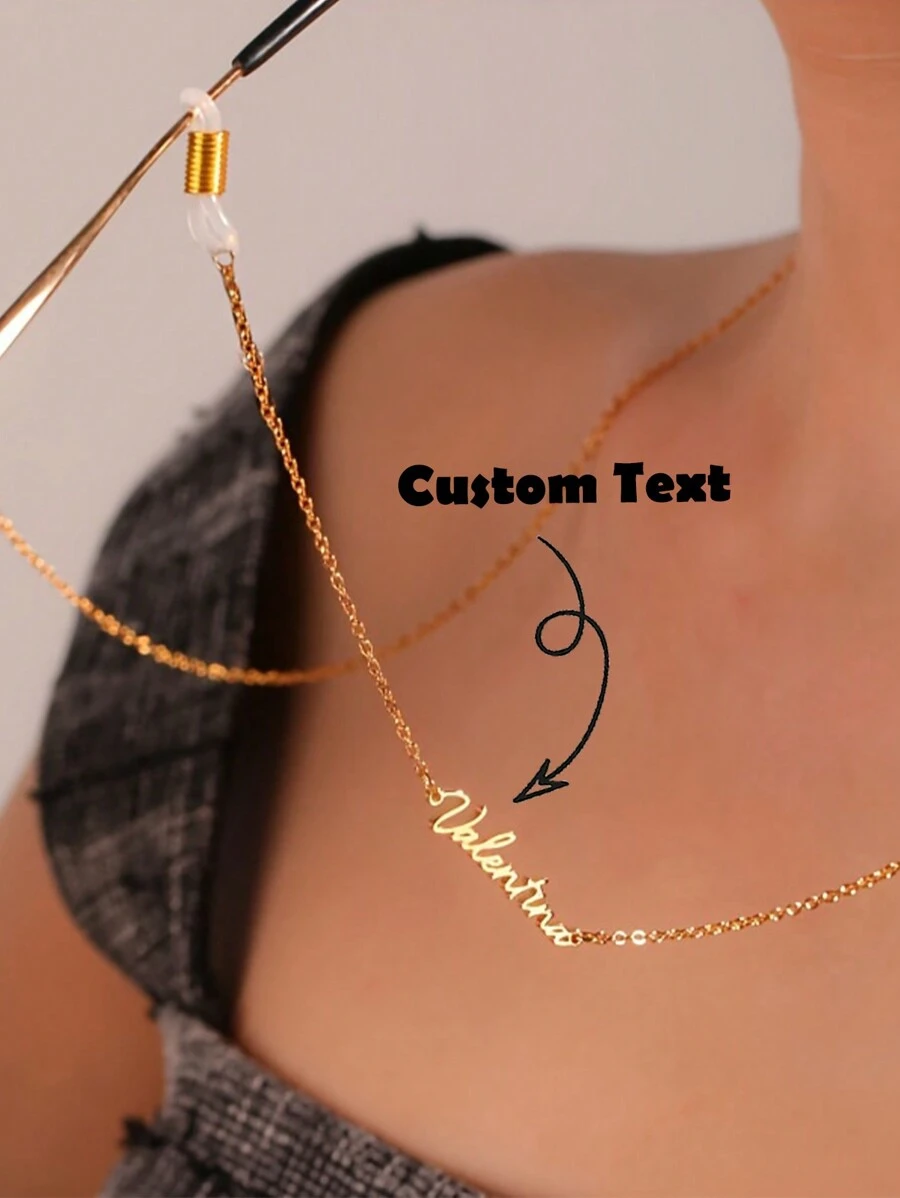 Personalized Simple Name Glasses Chain For Women And Men, Stainless Steel Personalized Sunglasses Chain, Mask Lanyard, Suitable For Valentine's Day Gift, Best Commemorative Jewelry