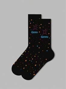 1 par de calcetines con diseño de signos del zodíaco para mujer, calcetines blancos, calcetines negros, calcetines hasta el tobillo, calcetines artísticos, calcetines deportivos, calcetines de moda, calcetines para niñas, calcetines tipo crew, calcetines sencillos, calcetines casuales, aptos para uso diario
