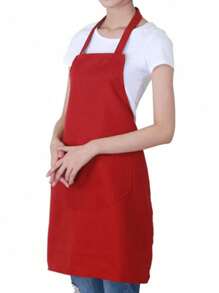 1Pc Oil-Proof With Pockets Kitchen Apron, Simple Style Black Apron With Pockets, Dirt-Resistant Waist Apron And Waist-Length For Cooking, Catering Men And Women Kitchen Supplies Fashionable Kitchen Workwear, Kitchen Supplies, Bathroom, Home, Household, Supplies