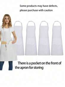 1Pc Oil-Proof With Pockets Kitchen Apron, Simple Style Black Apron With Pockets, Dirt-Resistant Waist Apron And Waist-Length For Cooking, Catering Men And Women Kitchen Supplies Fashionable Kitchen Workwear, Kitchen Supplies, Bathroom, Home, Household, Supplies