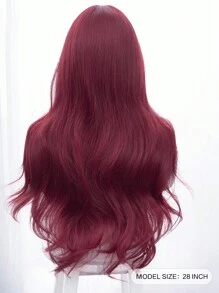 1 Piece Synthetic Heat Resistant Long Curly Wavy Hair No Bangs Wig Red 28 Inch Full Woven Everyday Natural Realistic Wig