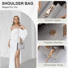 VASCHY Leather Clutch Purses For Women Convertible Crossbody Purses With Detachable Strap Handbag For Women For Wedding Party - Silver - View 4