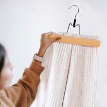 Wooden Pants Skirt Hangers, Smooth Finish Solid Wood Non Slip Jeans Slack Clamp Hangers Hair Extension Hangers(20Pcs Natural)…