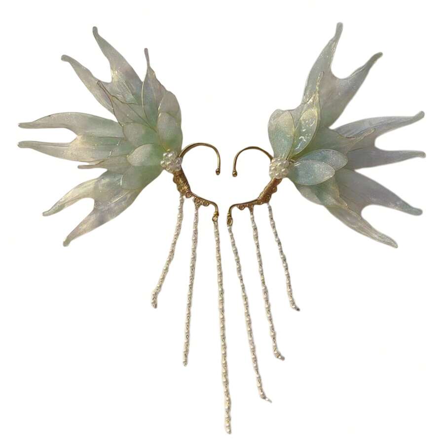Women Fairy Ear Cuffs Beautiful Clip-On Mermaid Earrings Fashion Ear Cuffs Cosplay Accessories - Màu xanh huỳnh quang - Xem 1