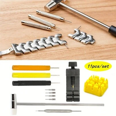 11pcs Watch Repair Tool Kit, Including Watch Adjuster, Watch Disassembly Tool, Band Adjuster, Band Cutter, Convenient And Easy To Use Household Essential