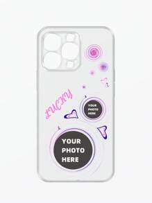 1 pieza Funda de teléfono personalizada con dibujo lineal en inglés, patrón personal, y protección de amortiguación de aire y lente de gran tamaño compatible con Apple 16 15 14 13 12 11 Pro Max