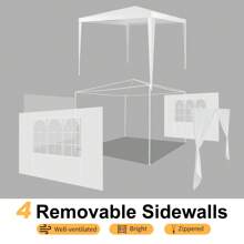 10x10 Party Canopy Tents With 4 Detachable Sidewalls, Waterproof Outdoor Event Tent For Weddings And Gatherings,White - 1 - View 9