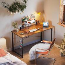 48 Inch Small Computer Desk For Home Office, Study Writing Table For Small Spaces,  Desk With Headphone Hooks, Rustic Brown - 質樸的棕色 - 查看 3