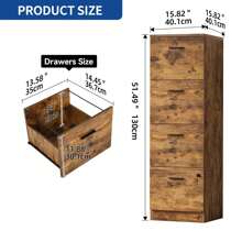 File Cabinet With 4 Drawers, Vertical Heavy Duty Filing Cabinet For Letter A4-Sized Files, Assembly Required, Storage Cabinet For Home Office, Lockable Cabinet W40xD40xH131cm - Rust Brown - View 2