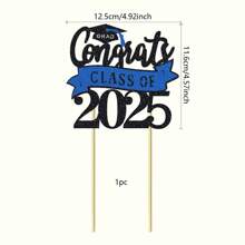 1pc "Congratulations To The Class Of 2025" Cake Topper, Graduation Cake Decoration, Congratulations Graduation Party Decor - Multicolor - View 13