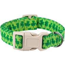 1pc St Patrick's Day Theme Shy Face Shamrock Pattern Dog Collars, Soft & Comfortable Fabric Adjustable Random Print Dog Collars, With Quick Release Buckle For Small Medium Large Dogs, Suitable For Dogs To Wear During St Patrick's Day