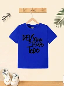 Camiseta + Short Safari Conjunto  Infantil Uso Moda Teen Kids Bolso Lateral - Azul Royal - Visão 2