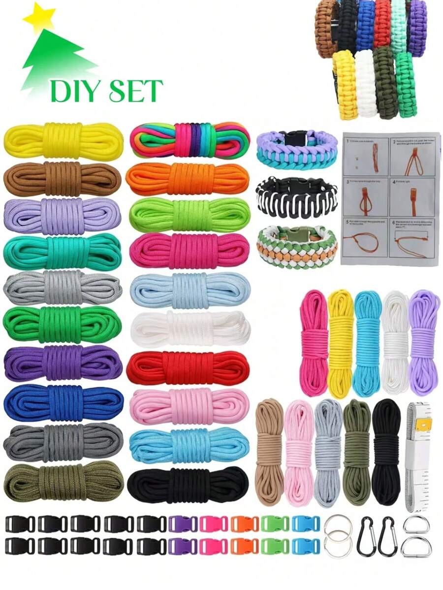 58pcs 7-Strand Paracord For DIY Braiding, Hanging Rope/Keychain Weaving, Bracelet Crafting, Clothesline - Multicolor - View 1